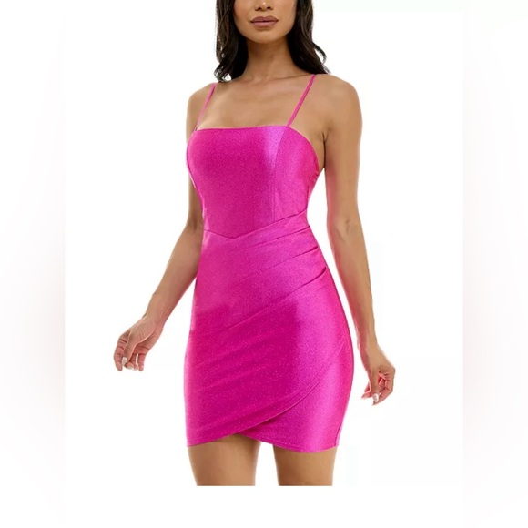 EMERALD SUNDAE Juniors' Side-Pleated Shimmer Dress / Size: XXS - Picture 4 of 13